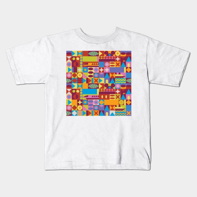 Retro Color Blocks Kids T-Shirt by Heyday Threads